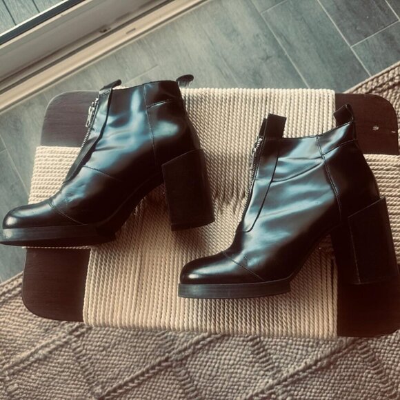 Cheap Monday Black Leather Platform Heel Boots | Size 8.5 - Picture 3 of 5